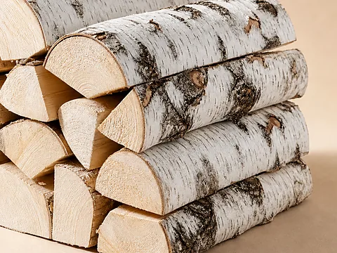 Берёзовые дрова камерной сушки — структура древесины и кора